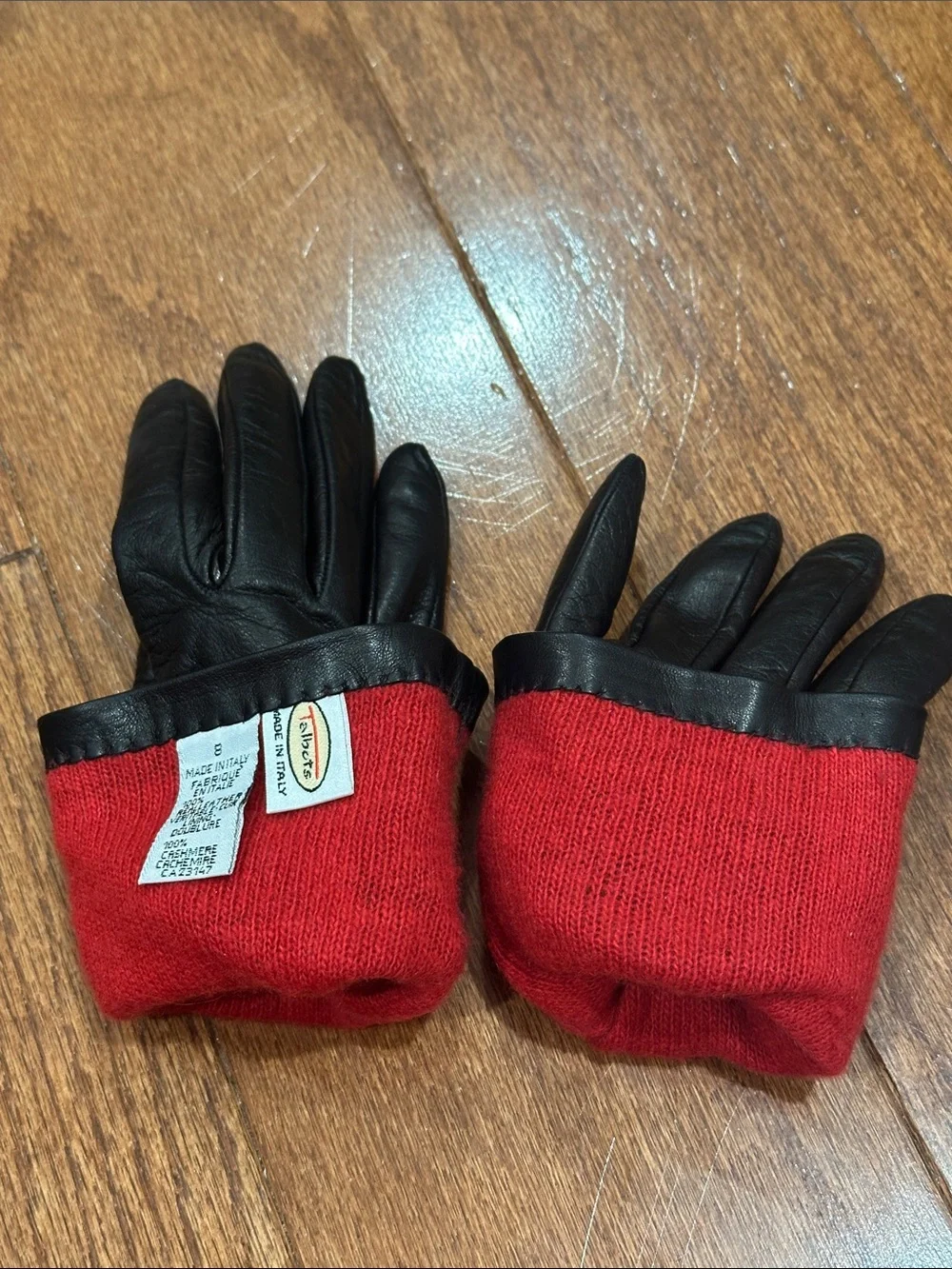 Talbots Black Leather Gloves - Classic Winter Accessory, cashmere lined